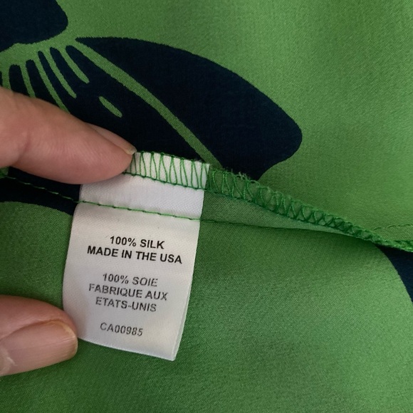 Nanette Lepore Lime and Navy Floral Midi Dress 100%Silk - Picture 15 of 16